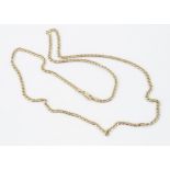 A continental yellow metal curb linked chain, 29cm together, marked 750 to clasp, 13.5g