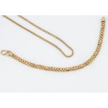A 22ct gold chevron necklace, 56cm long, together with a 22ct gold textured bracelet, 21cm long,