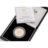 A modern Royal Mint UK Gold Proof Two Pound Coin, 1995, in box with certificate, 15.98g, celebrating