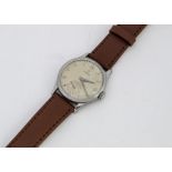A 1950s Omega stainless steel gentleman's wristwatch, 34mm, cream coloured dial with batons,