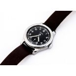 A c1940s Cyma WWW Military "Dirty Dozen" stainless steel wristwatch, 37mm case, running, black