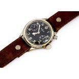 A WWII period Hanhart German Luftwaffe chronograph wristwatch, 40mm plated nickel case, running,