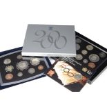 Eleven modern Royal Mint UK proof coin sets, with sets from 2000 to 2008 (with additional Olympic £2