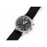 A late 1950s/early 1960s Hanhart Military German Airforce chronograph chrome wristwatch, 40mm