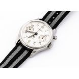 A c1950/60s Lemania Royal Navy / FAA single button chronograph stainless steel wristwatch, 37mm