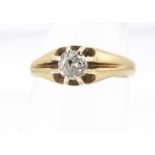 An 18ct gold diamond signet ring, the old cut in claw setting, ring size K, 0.30ct, 2.6g