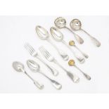A harlequin set of twelve Victorian silver dessert spoons, together with a pair of tablespoons,