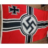 A large Third Reich Naval flag, with stamp to pole end for Reichskriegsflg and bearing Third Reich