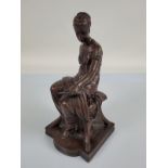 J N Maclean bronze, 19th Century study of a classical female seated reading tablet, signed to leg of