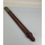 A late 18th Century mercury stick barometer, with brass plaque on mahogany frame, stamped with