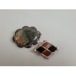A contemporary silver and moss agate oval brooch, with pierced mounts, hallmarked 1978, together