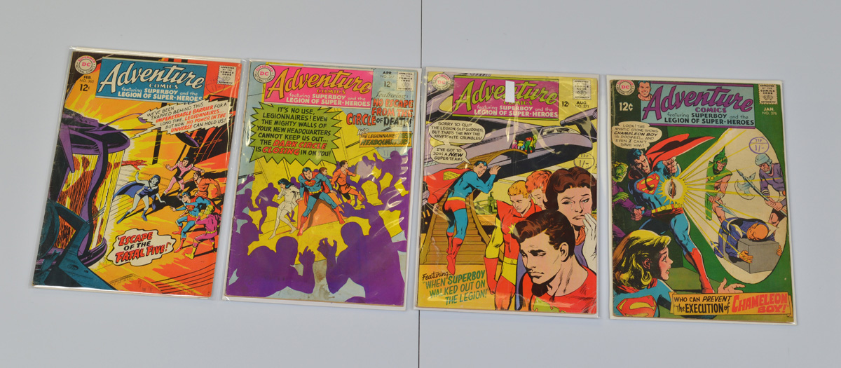 Adventure Comics (1968/69) DC, #365 #367 #371 #372 #376, all bagged and boarded (5)