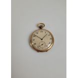 An Art Deco rolled gold open faced gentleman's fob watch, with Swiss movement, engine turned