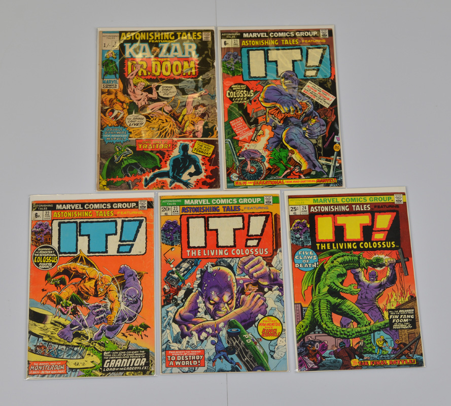 Astonishing Tales Marvel (1971-1974), #7 #21 #22 #23 #24, all bagged and boarded (5)