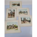 A collection of five coloured etchings by Dufza, all of Paris, circa 1940, singed lower right,