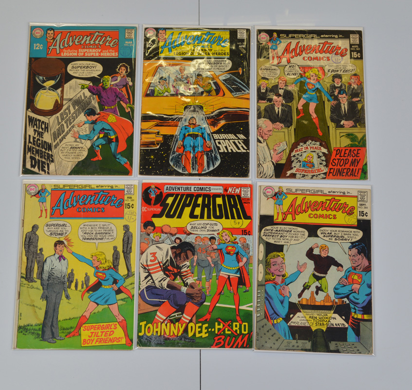 Adventure Comics (1969/70) DC, #378 # 379 # 383 # 384 # 389 #399, all bagged and boarded (6)