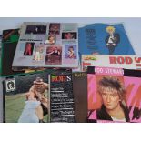 A collection of Rod Stewart vinyl LPs, including Never a Dull Moment, picture disc The Motown