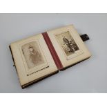 A leather bound album for Cartes de Visites, including later photographs of beach scenes with ladies