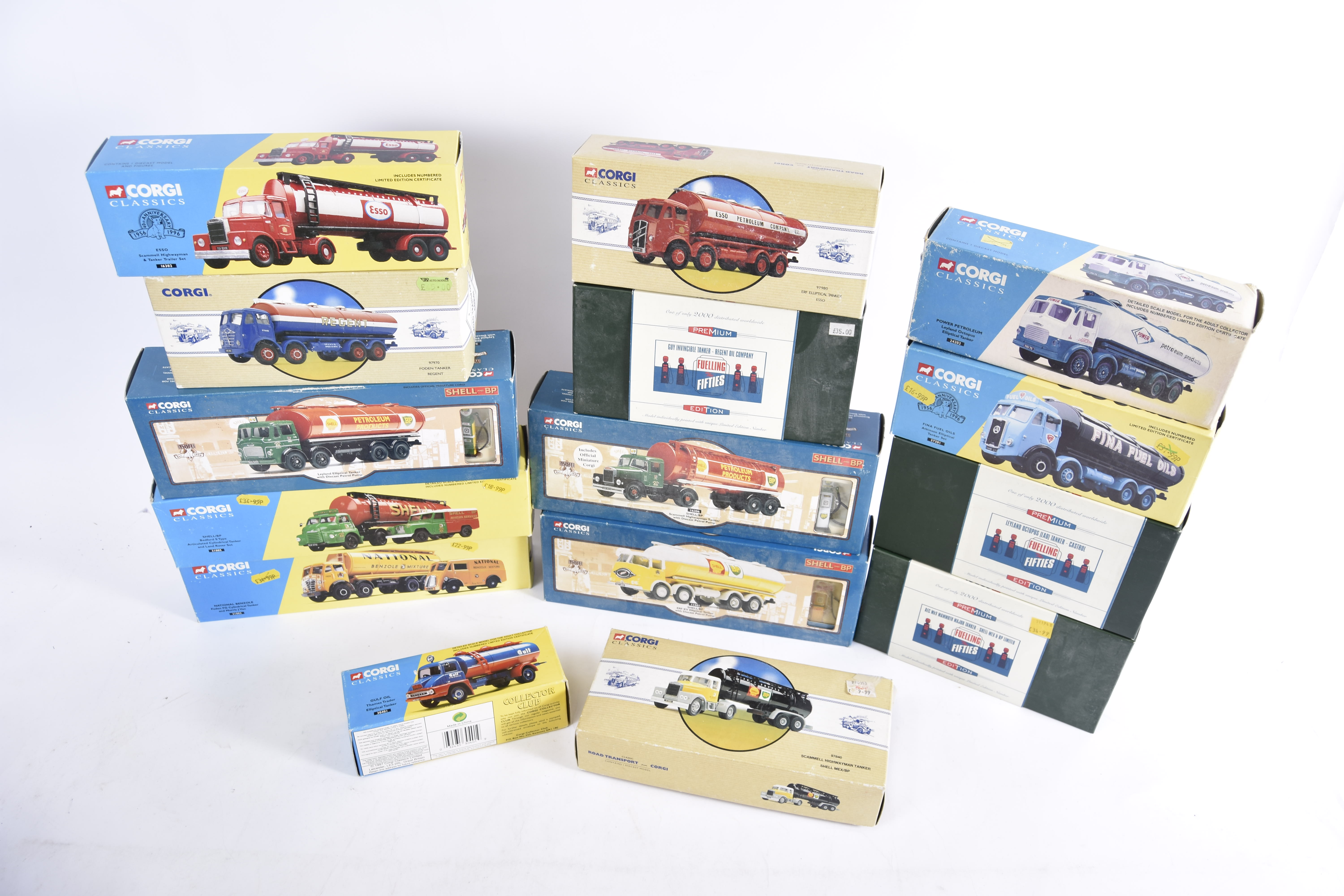 Corgi Classics Fuel Tanker Die Cast Models, a boxed collection of vintage vehicles comprises