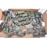 Post-war and Later Unboxed Playworn Military Vehicles, various vintage vehicles includes examples by
