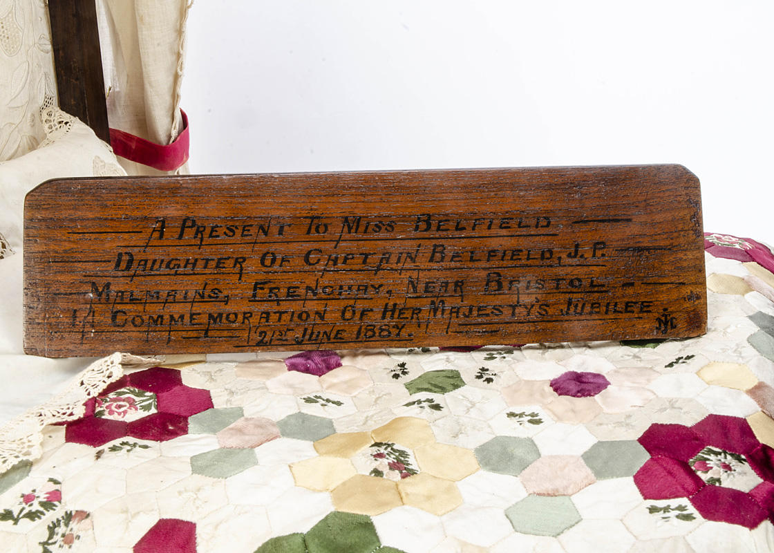 A late 19th century half-tester bed, with 18th century silk curtains, bedding including a - Image 2 of 2