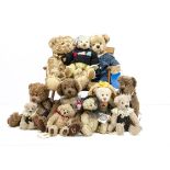 Five Gund Barton's Creek Collection teddy bears, the largest with bells around neck --17½in. (44.