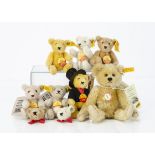 Small Steiff yellow tagged teddy bears, the largest a Petsy --6¾in. (17cm.) high; a Lucky Chimney
