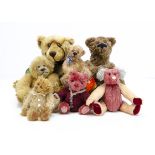 Artist and Collector's teddy bears, a Jean Wolstenholme two-tone pink teddy bear with grey ears --