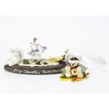 Three Fairy Chuckle miniature artist teddy bears by Michiyo Takahashi, a white bear looking at three