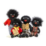 Four small Robin Rive Gollies, limited edition Tiny Tim with card tags --7¼in. (18.5cm.) high; and