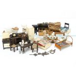 Pit-A-Pat dolls' house furniture, Gas Cooker --4¼in. (11cm.) high, broom cupboard, sideboard ,