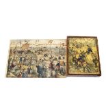 A 19th century dissected puzzle The Sea Side, hand coloured paper laid on wood, in original wooden