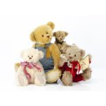 Four Ena's Collectibles artist teddy bears by Ena Hammond (USA), the largest wearing New York