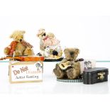 Three miniature artist teddy bear vignettes, Mini Bear Hugs - 'Artist Resting' seated on a box