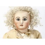 A reproduction large Figure A Jules Steiner bebe No 21, unmarked with blue striated eyes, blonde