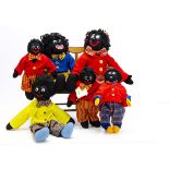 Six Harris Tweed Collection Gollies, their bodies made from black Harris Tweed, three jointed