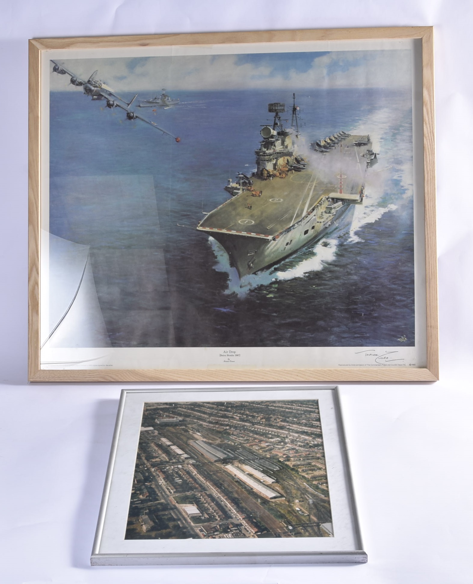 A group of four assorted prints/display items, a plywood display board approx. 2' square showing - Image 2 of 2
