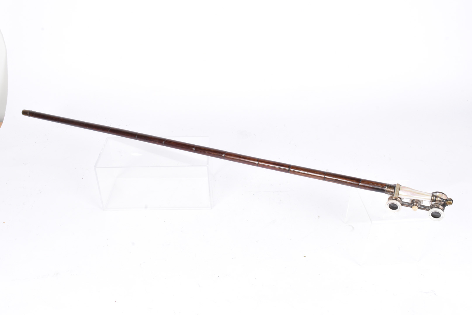 An Opera glass walking stick, the Stewart Dawson & Co Ltd mother of pearl pair of opera glasses - Image 3 of 3