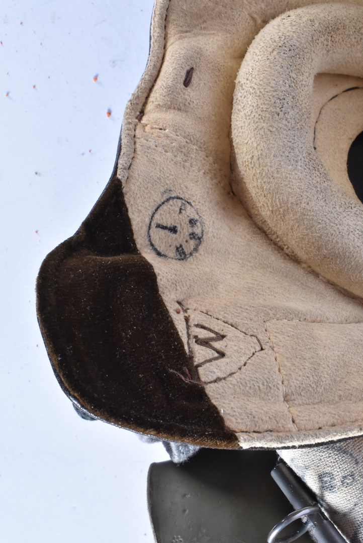 A Type C flying helmet, the brown leather helmet marked with broad arrow to the build in and wired - Image 5 of 10