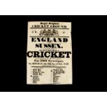 Cricket Handbill 1827, this wonderful piece of cricket history is a printed handbill dated 1827
