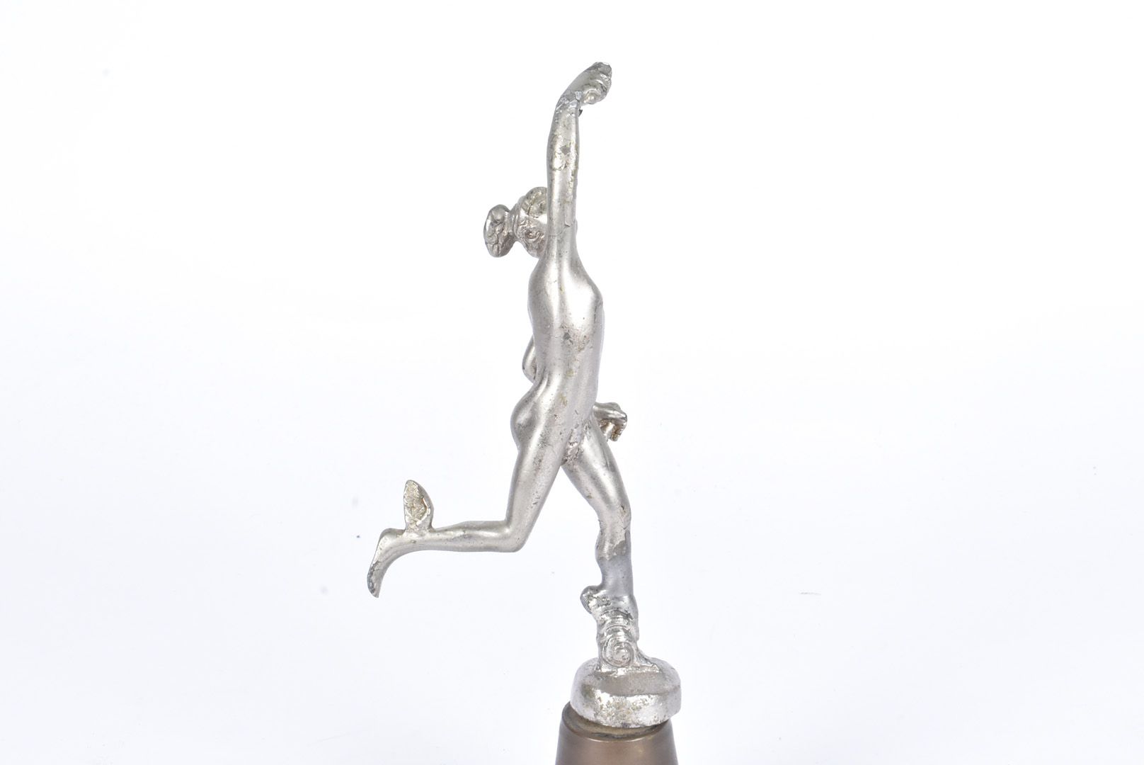 A 1920s Chromed car mascot in the form of Hermes the winged messenger of the Gods, holding the staff - Image 2 of 5