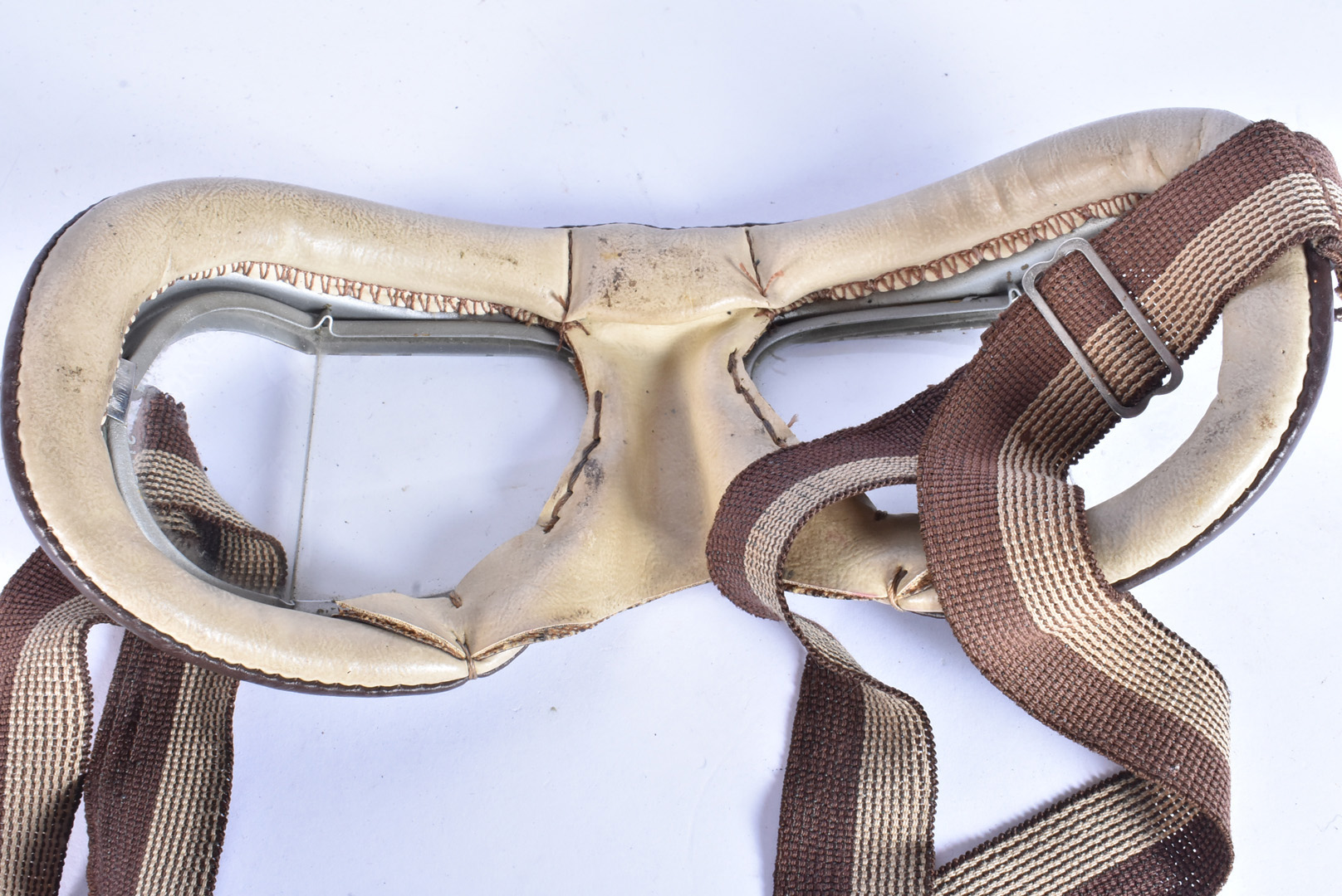 A Type C flying helmet, the brown leather helmet marked with broad arrow to the build in and wired - Image 3 of 10