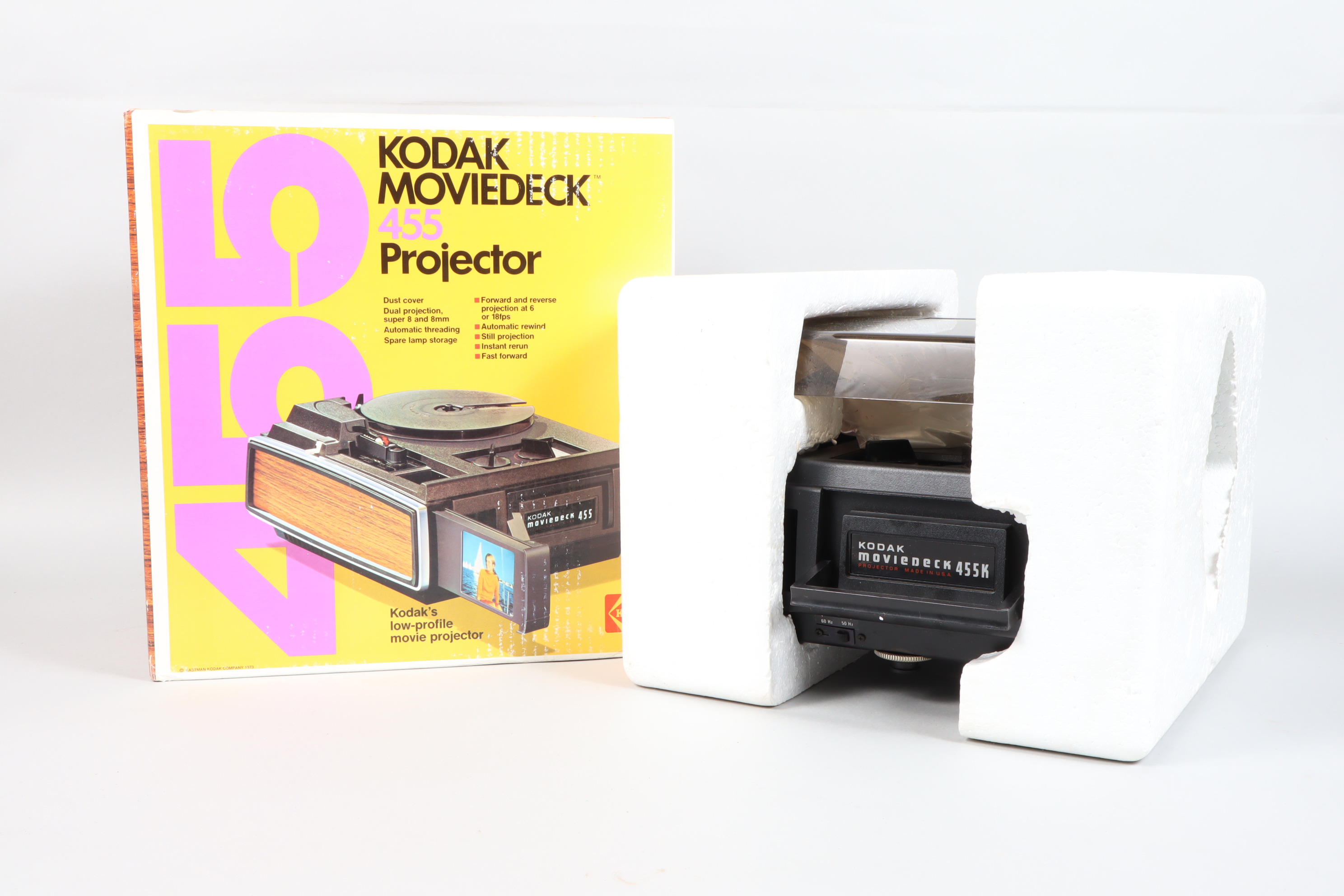 A Kodak Moviedeck 455 K Projector, for 8 & super 8 film, with integral flip out viewing screen, G-