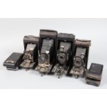 A Tray of Kodak Folding Cameras, including a No 3A Model C Autographic, a No 3A pocket Kodak, a 1A