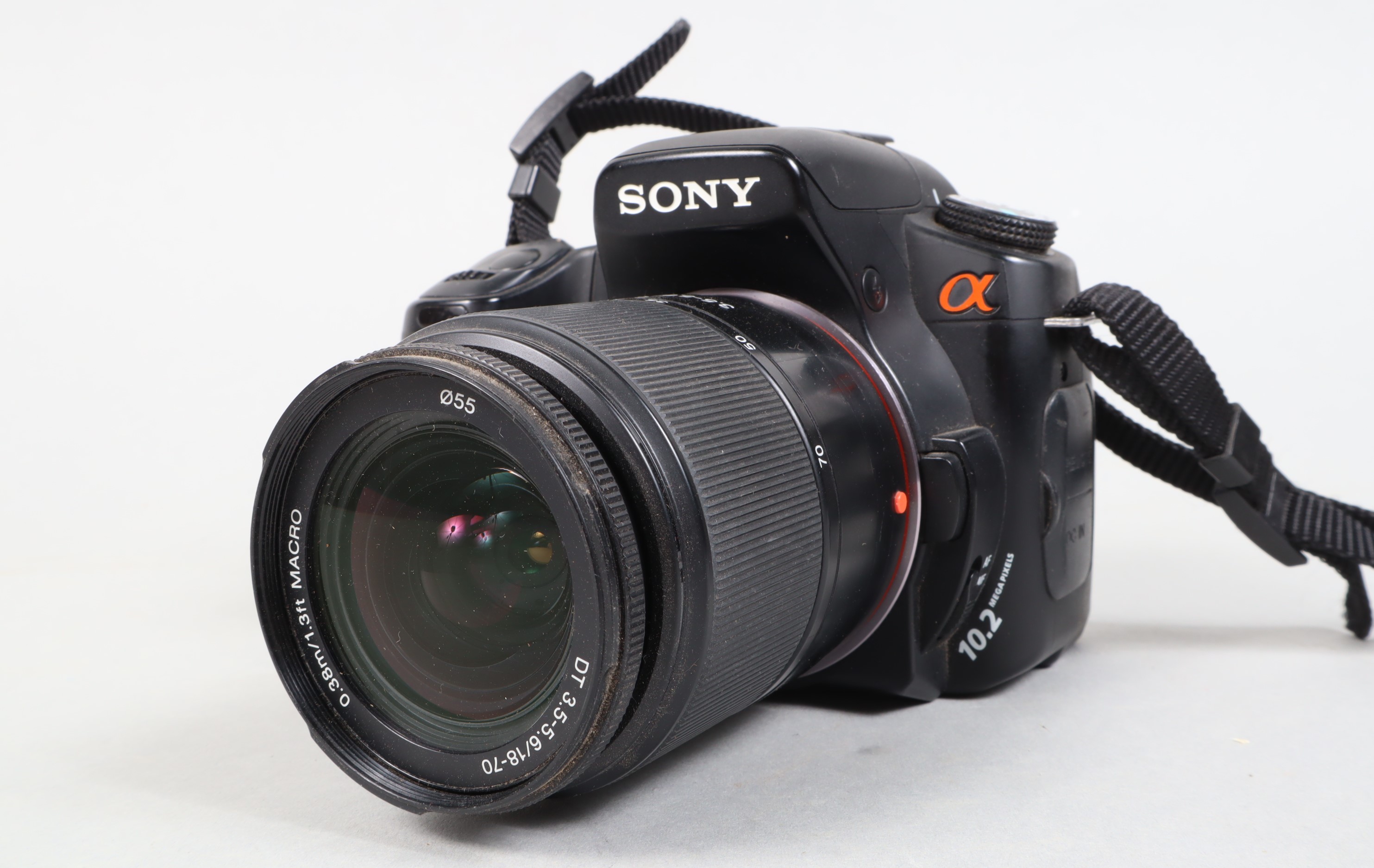 A Sony a200 DSLR Camera, powers up, shutter working, flash working, otherwise untestested, body G,