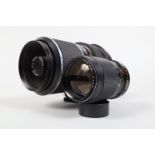 Two M42 Mount Lenses, a Sunagor 500mm f/8 reflex lens, serial no 15267, barrel G, light wear,