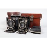 Two Folding Plate Cameras, a Wirgin 6.5 x 12cm folding plate camera, shutter working, body G,