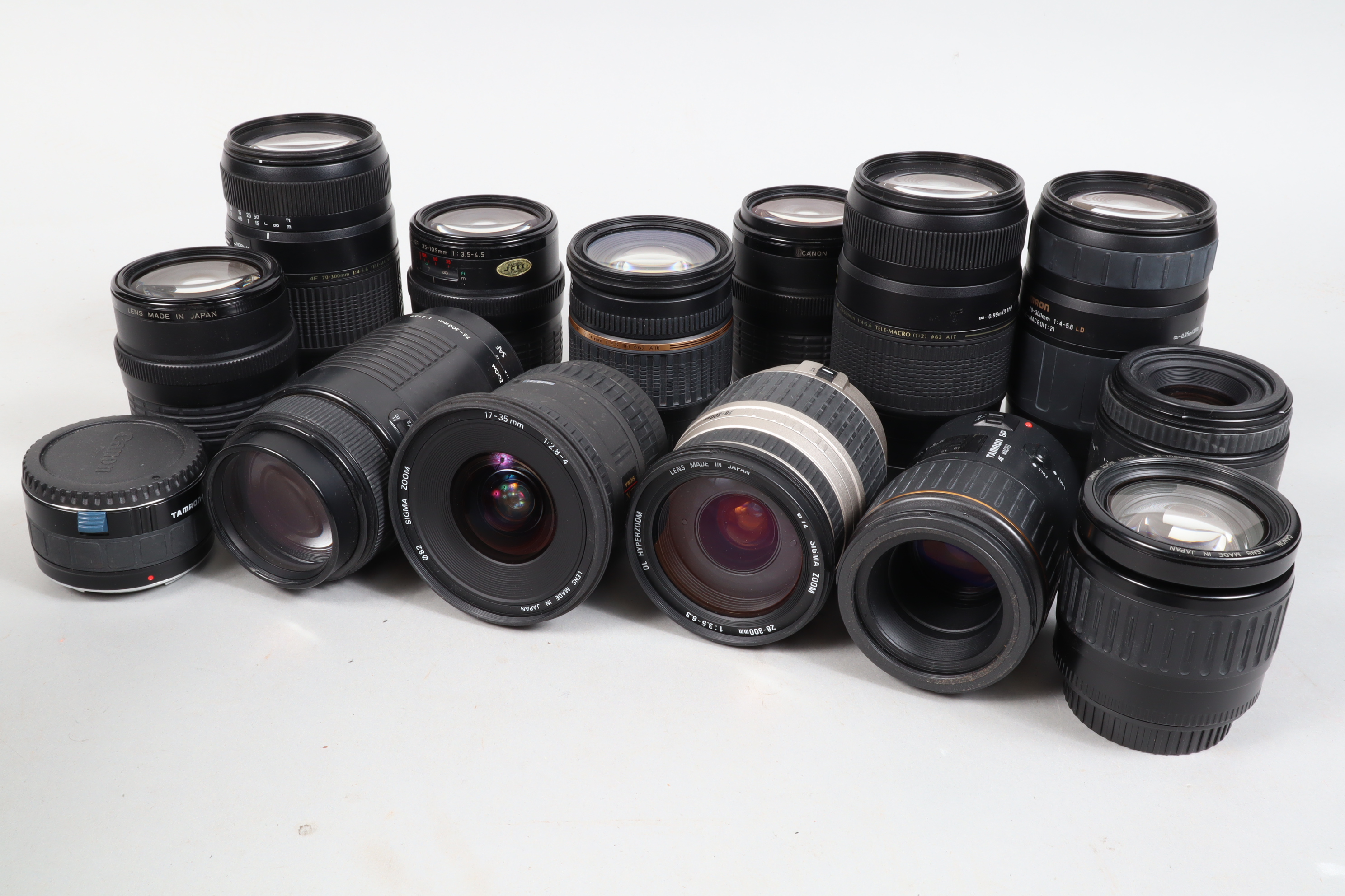 Canon EF and EF Mount Lenses, three Canon EF-M 35-105mm f3.5-4.5 lenses, an EF 35-105 f/4.5-5.6