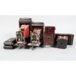 A Tray of Folding Cameras, including a Carbine 5, Kodak No I, Kodak No I Pocket, Kodak No 3A, No 2