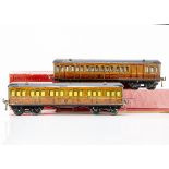 Two Hornby 0 Gauge Metropolitan Railway Coaches, both in lithographed 'Met' finish with large drop-